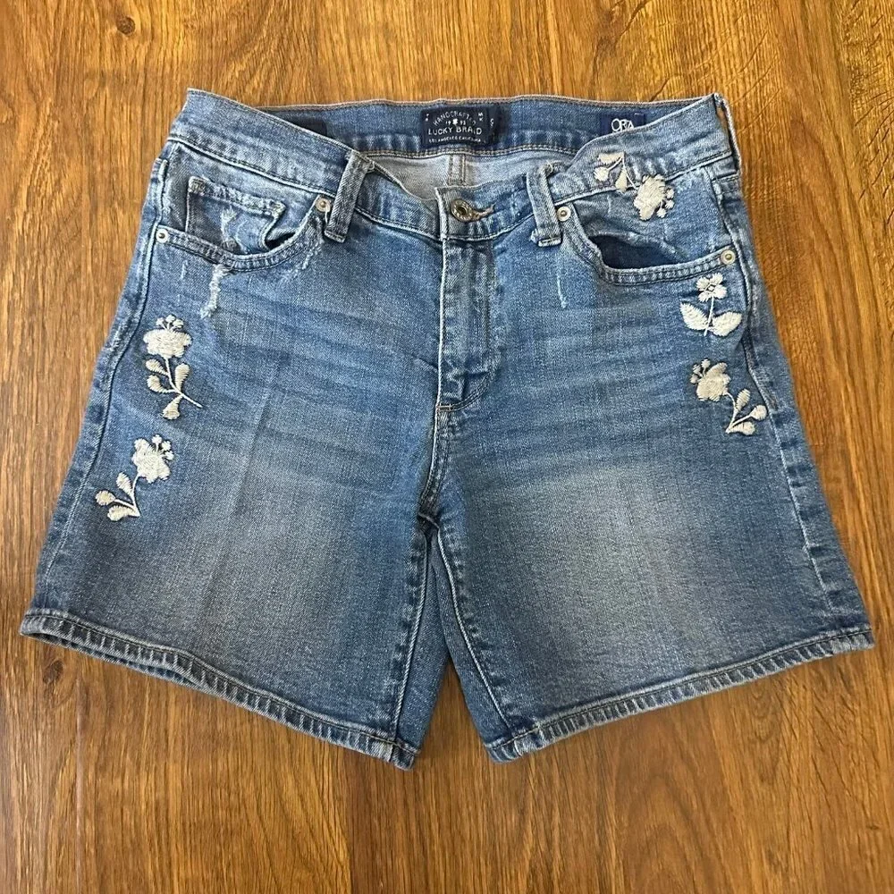 Lucky Brand denim embroidered shorts